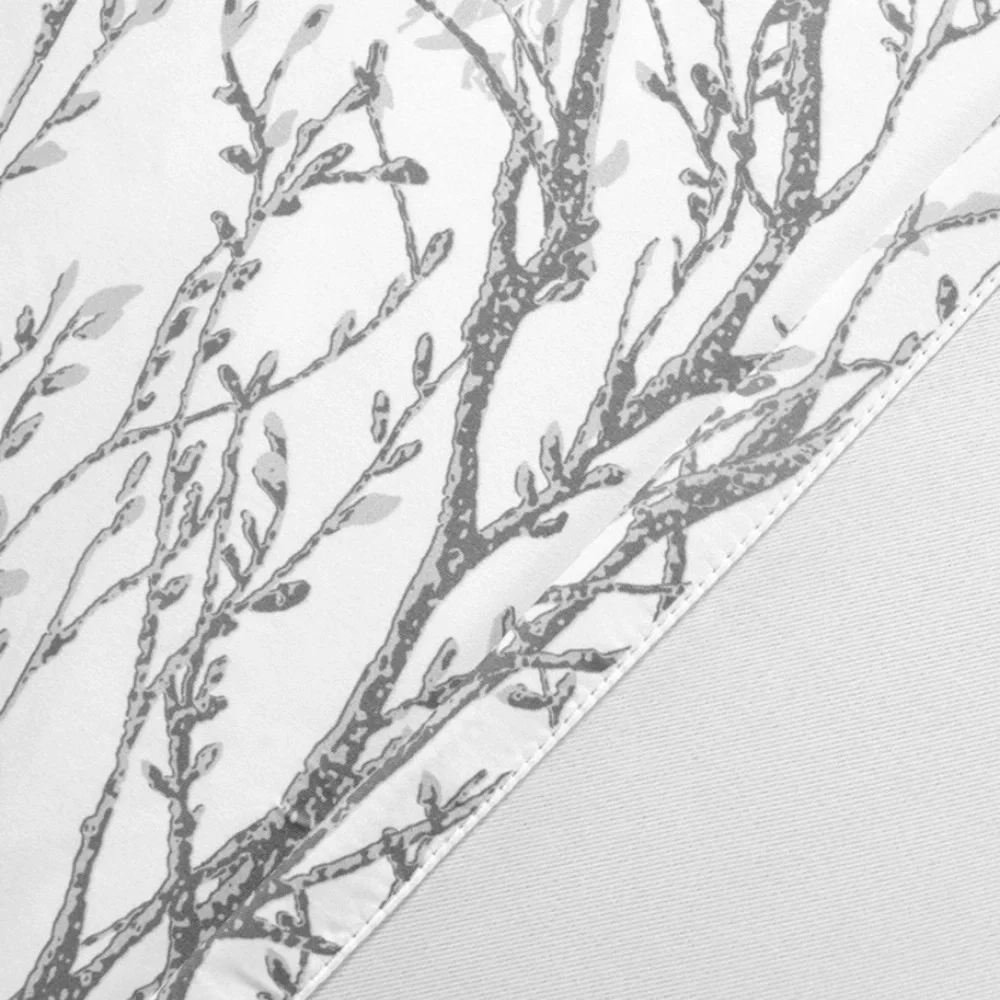 Luxury Home | Elegant Chic Grey & White Tree Branch Print Window Valence